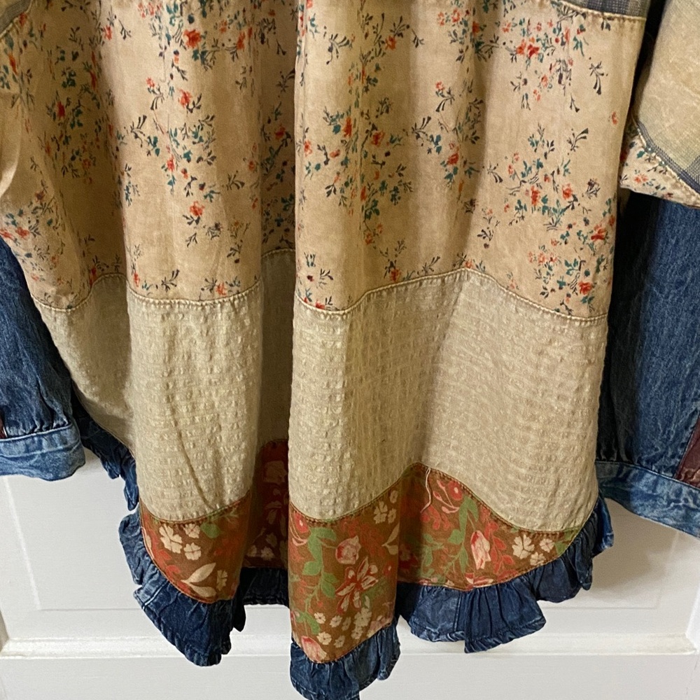 Young Threads Patchwork Denim Shirt Oversized Boh… - image 12